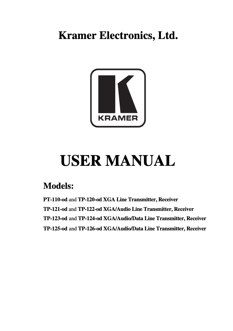 Page n°1 - Manuel utilisateur Kramer TP-124-OD