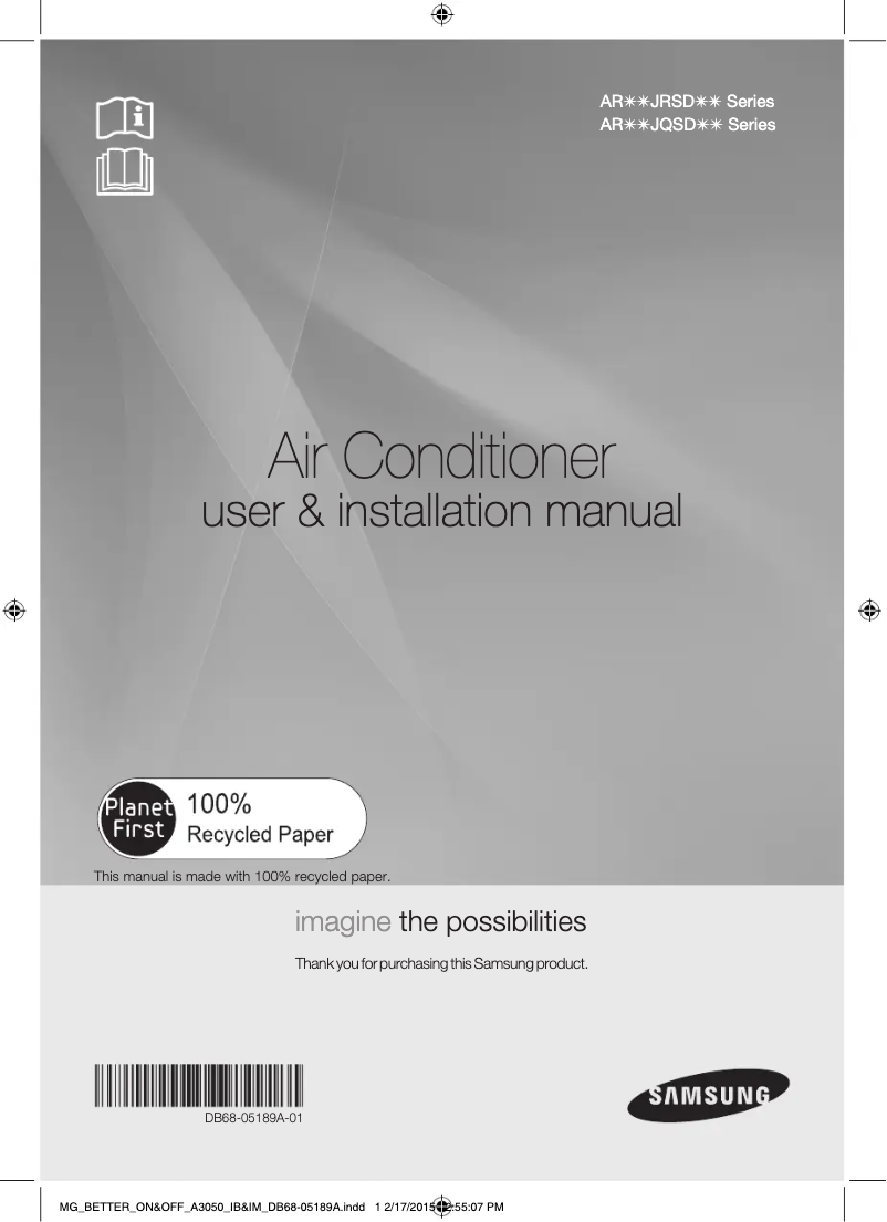 Page 1 de la notice Manuel utilisateur Samsung AR24JRSDBWKNMG