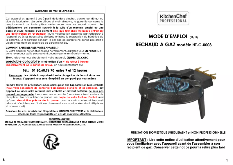 Page n°1 - Manuel utilisateur Kitchen Chef HT-C-0003