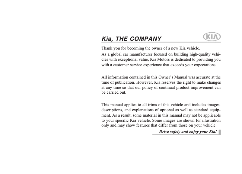 Page 1 de la notice Manuel utilisateur Kia Forte (2021)