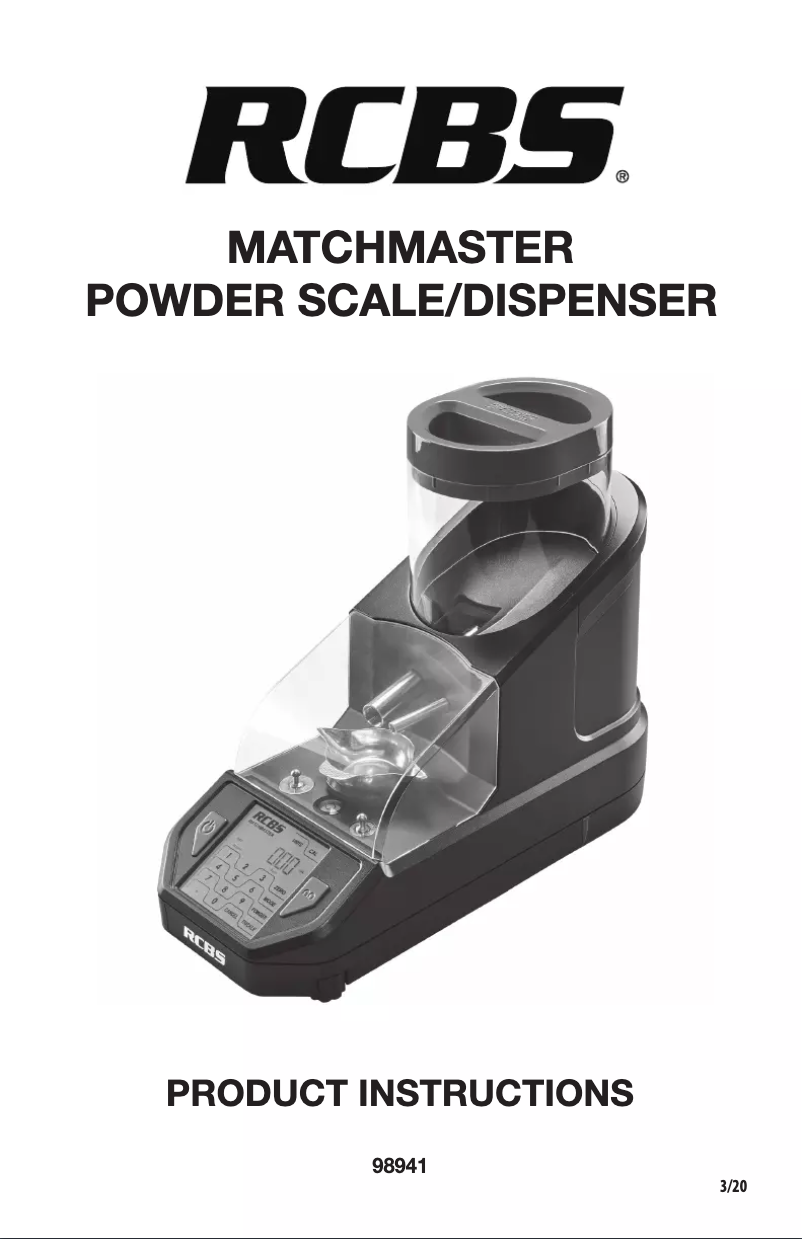 Image de la première page du manuel de l'appareil Matchmaster Powder Dispenser