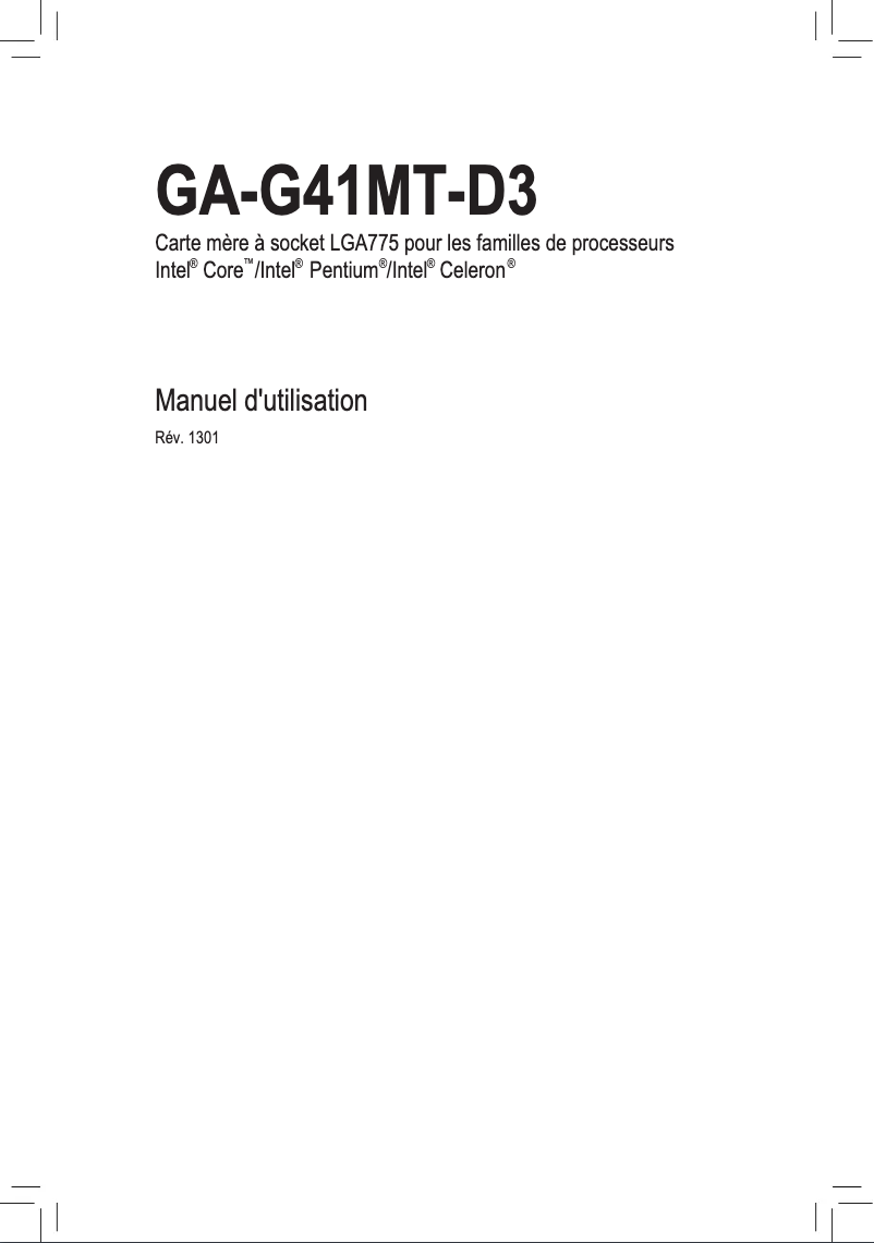 Page n°1 - Manuel utilisateur Gigabyte GA-G41MT-D3