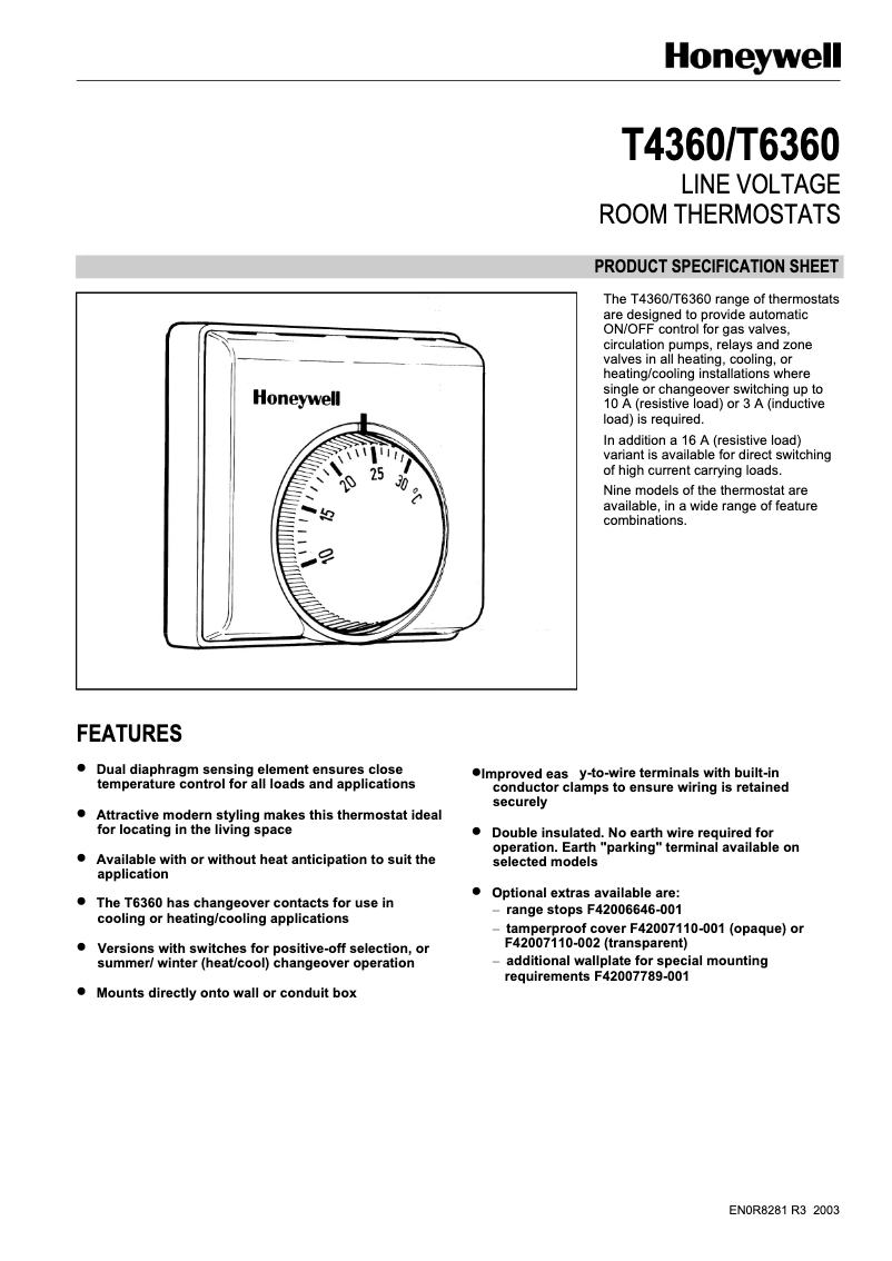 Page n°1 - Manuel utilisateur Honeywell T4360
