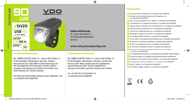 Page 1 de la notice Manuel utilisateur VDO M90