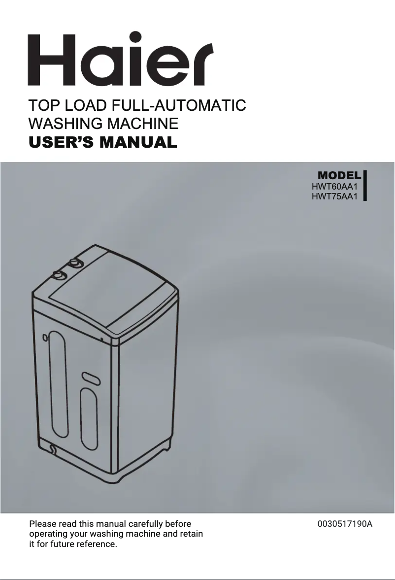 Page 1 de la notice Guide d'installation Haier HWT60AA1