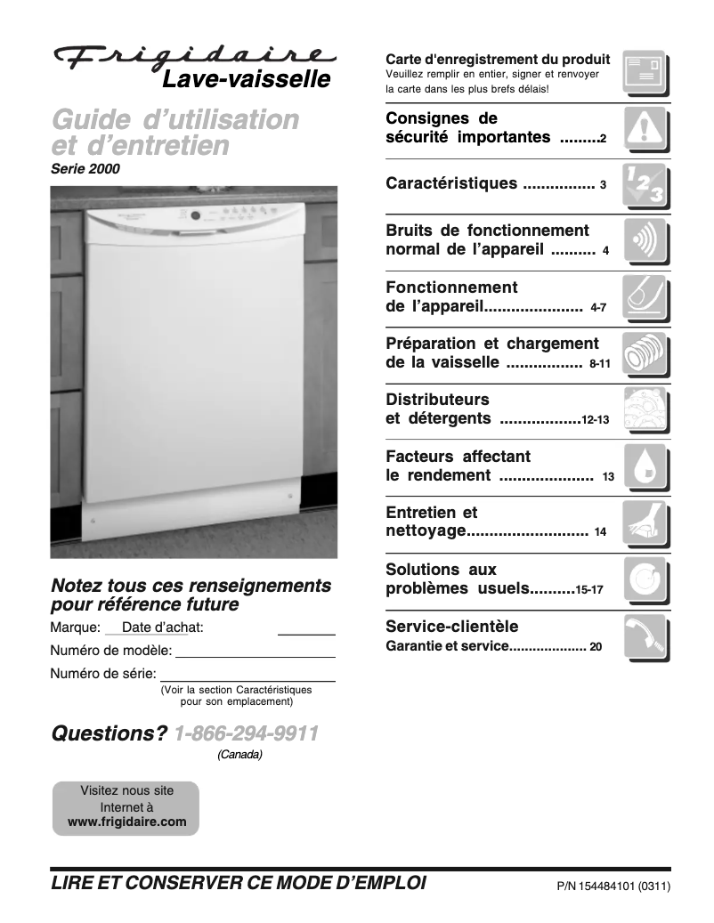 Page n°1 - Manuel utilisateur Frigidaire GLD2155RDS