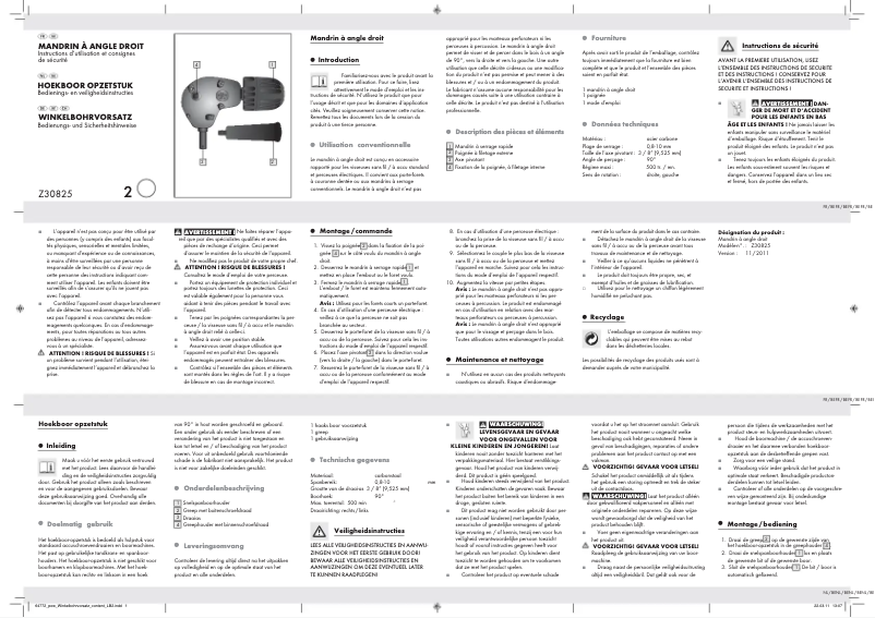 Page 1 de la notice Manuel utilisateur Powerfix Z30825
