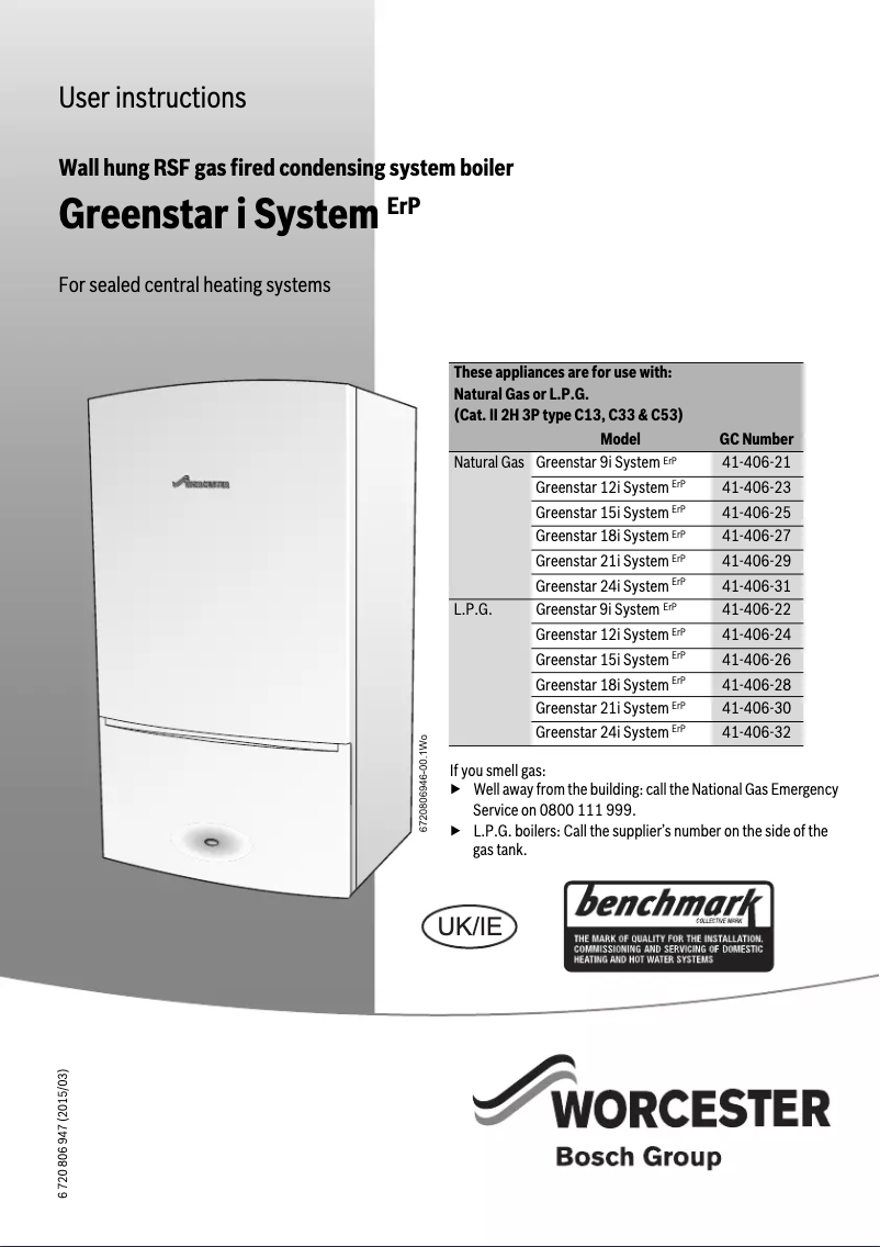 Image de la première page du manuel de l'appareil Greenstar 12i System