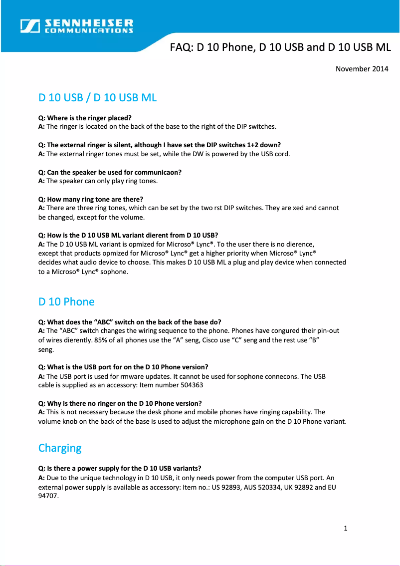 Image de la première page du manuel de l'appareil D 10 Phone