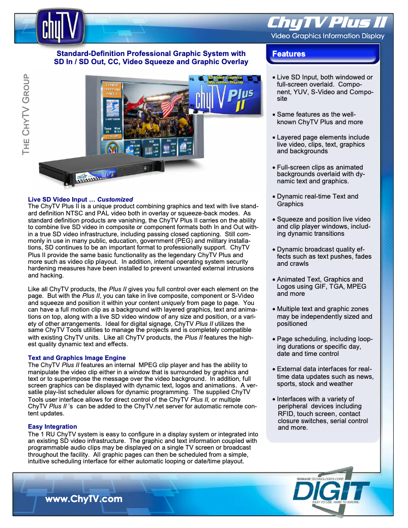 Page n°1 - Manuel utilisateur ChyTV Plus II
