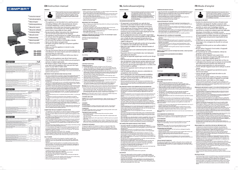 Page 1 de la notice Manuel utilisateur Campart GA-8402
