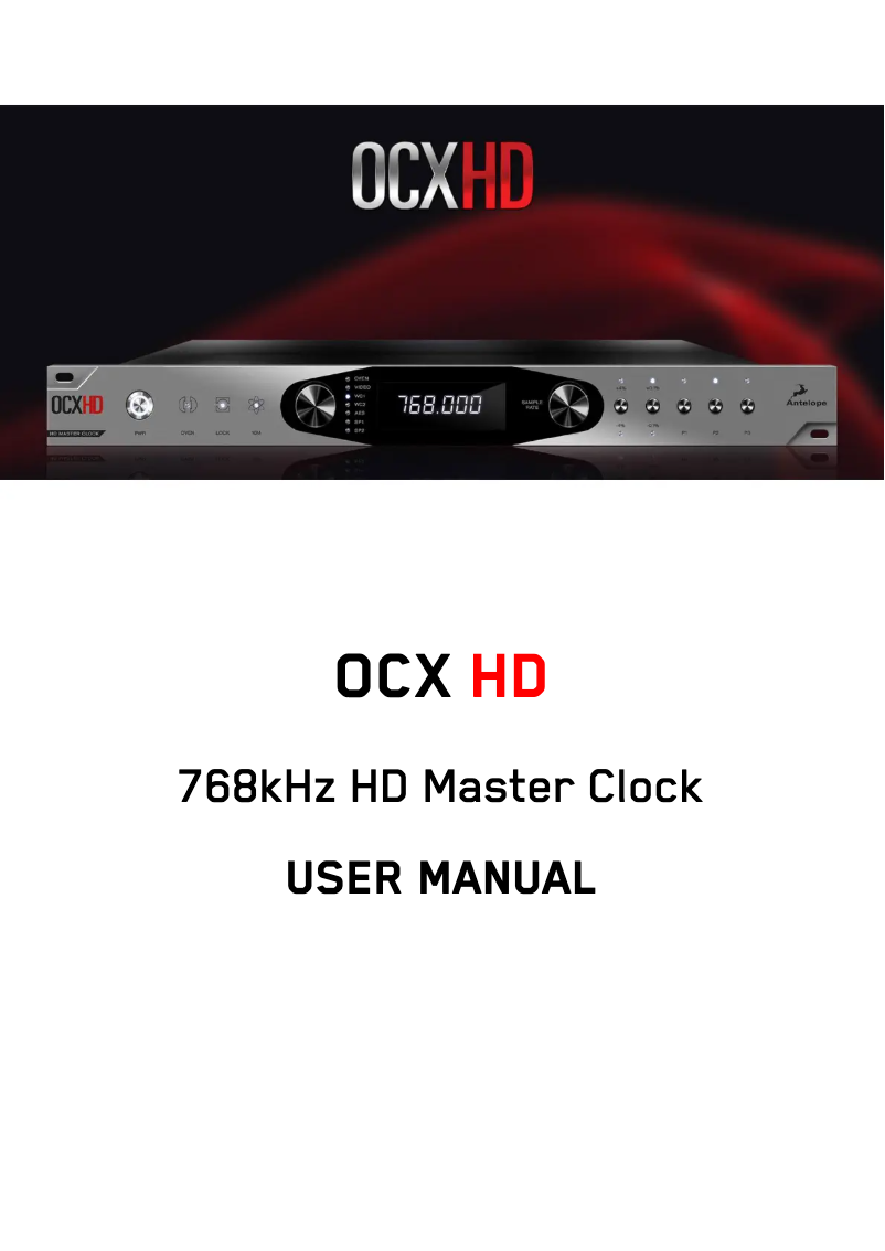 Page n°1 - Manuel utilisateur Antelope Audio OCX HD