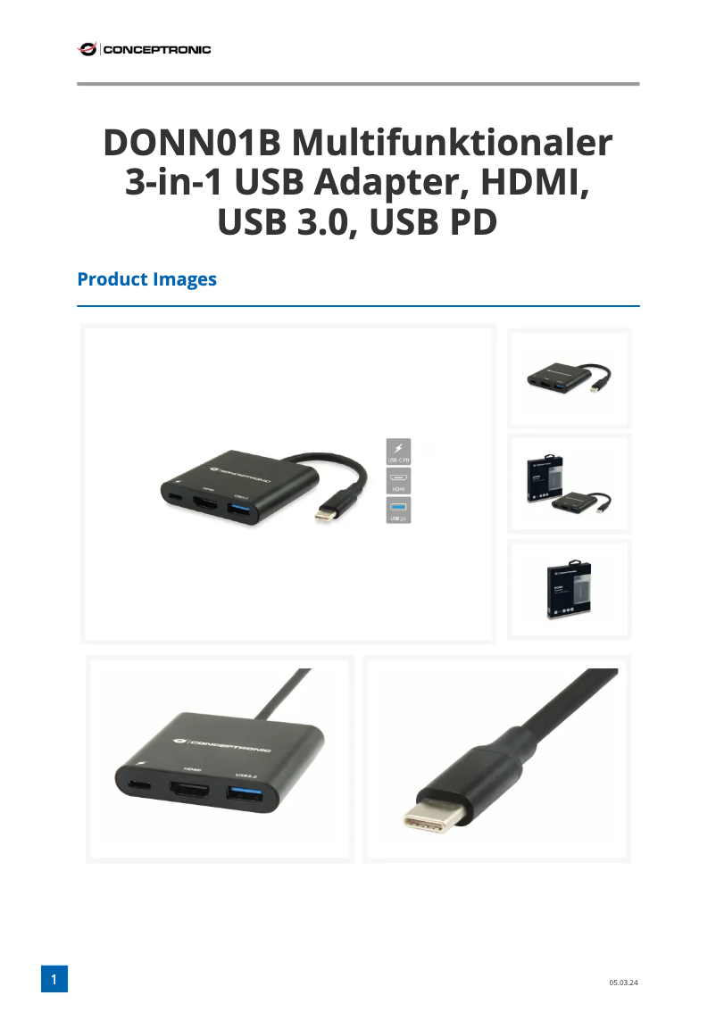 Page 1 de la notice Fiche technique Conceptronic DONN01B