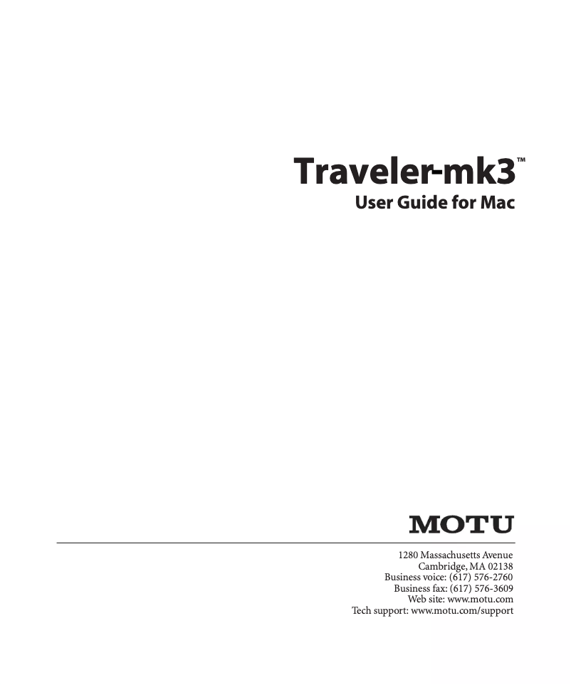 Página 1 del manual Manual de usuario Motu Traveler-mk3