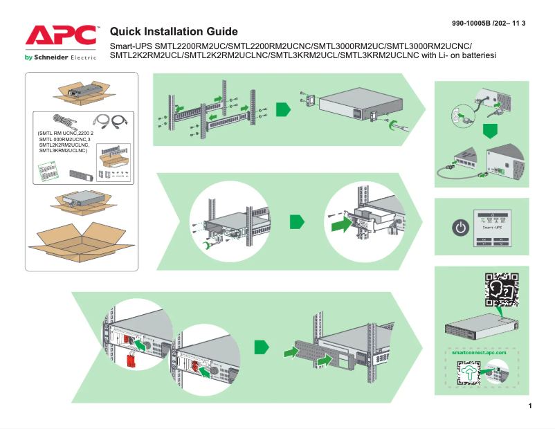 Page 1 de la notice Guide de démarrage rapide APC Smart-UPS SMTL2200RM2UC