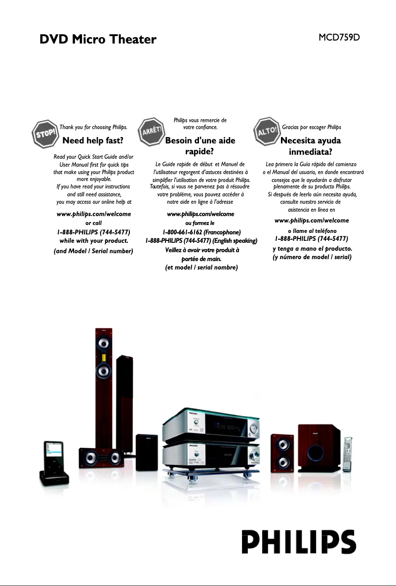 Page n°1 - Manuel utilisateur Philips MCD759D