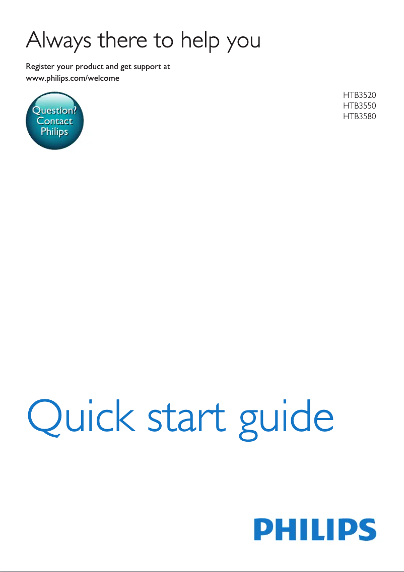 Page 1 de la notice Guide de démarrage rapide Philips HTB3520