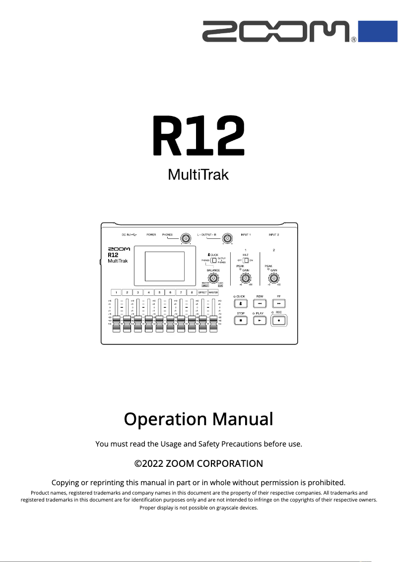 Page n°1 - Manuel utilisateur Studio Electronics Zoom R12