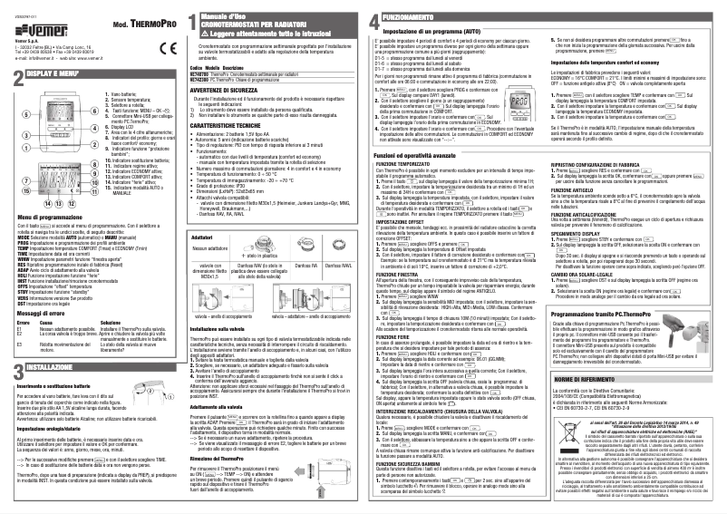 Page 1 de la notice Manuel utilisateur Vemer ThermoPro