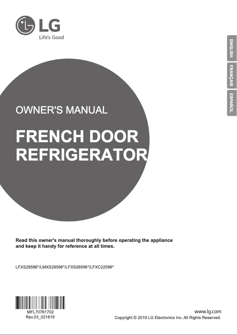 Image de la première page du manuel de l'appareil LFXS30726S