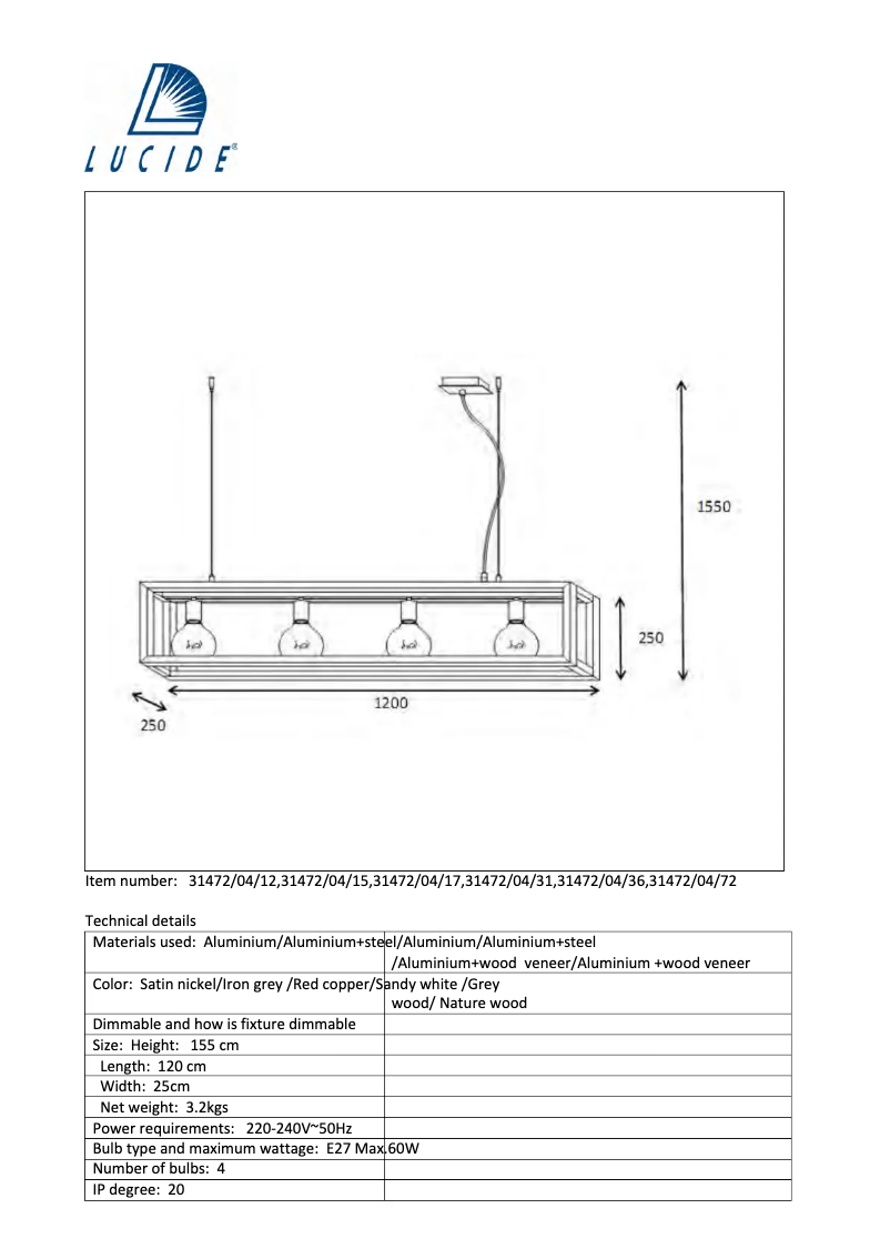 Page n°1 - Manuel utilisateur Lucide Oris 31472/04/12