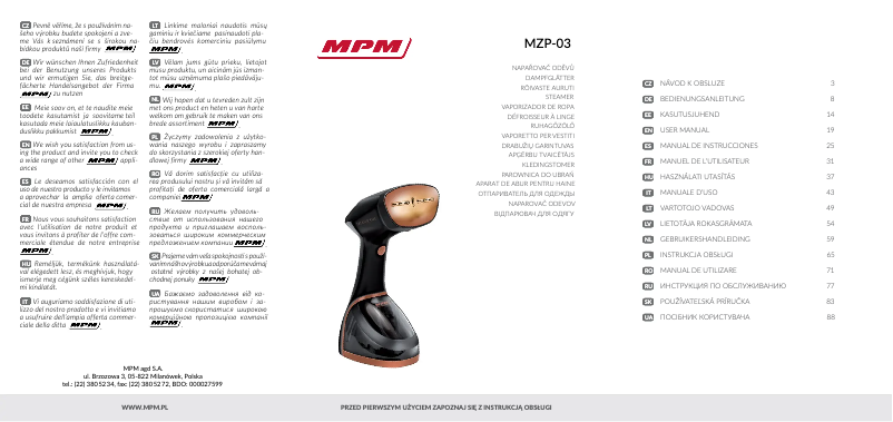 Page n°1 - Manuel utilisateur MPM MZP-03