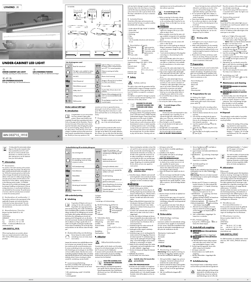 Page 1 de la notice Manuel utilisateur Livarno Lux IAN 332715