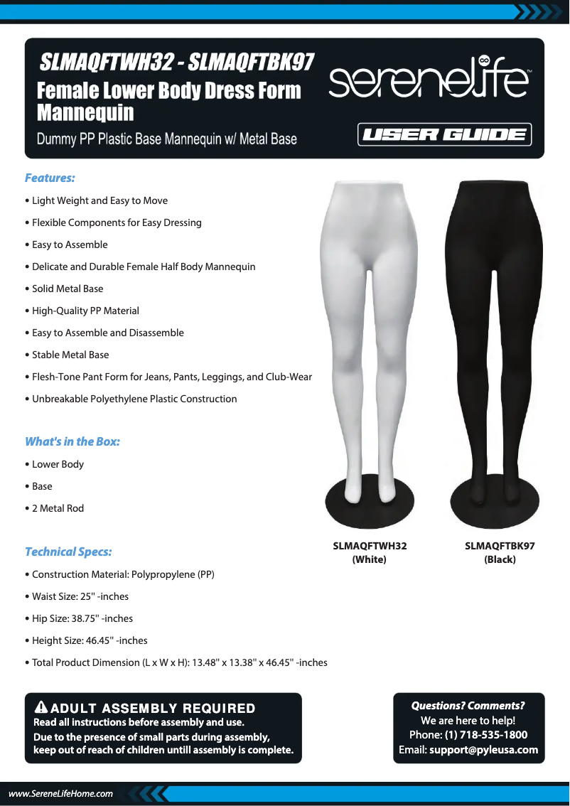 Page 1 de la notice Manuel utilisateur SereneLife SLMAQFTBK97