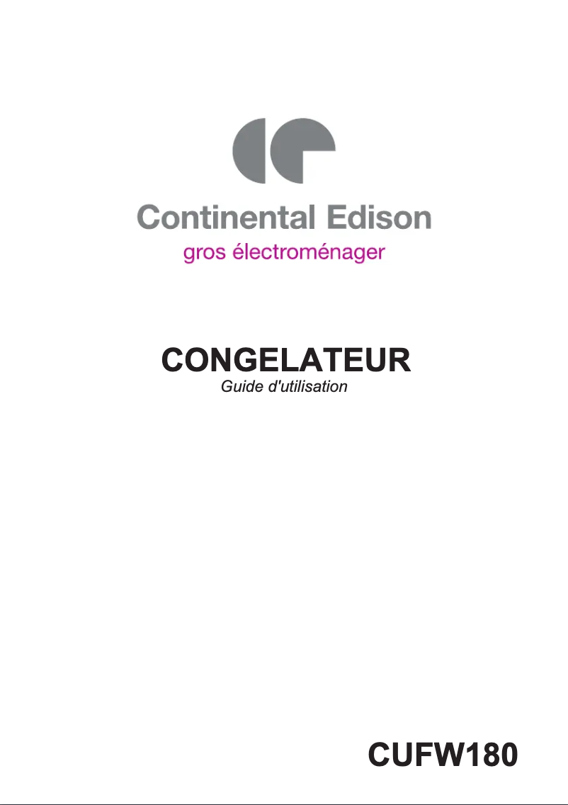 Page n°1 - Manuel utilisateur Continental Edison CECUFW180