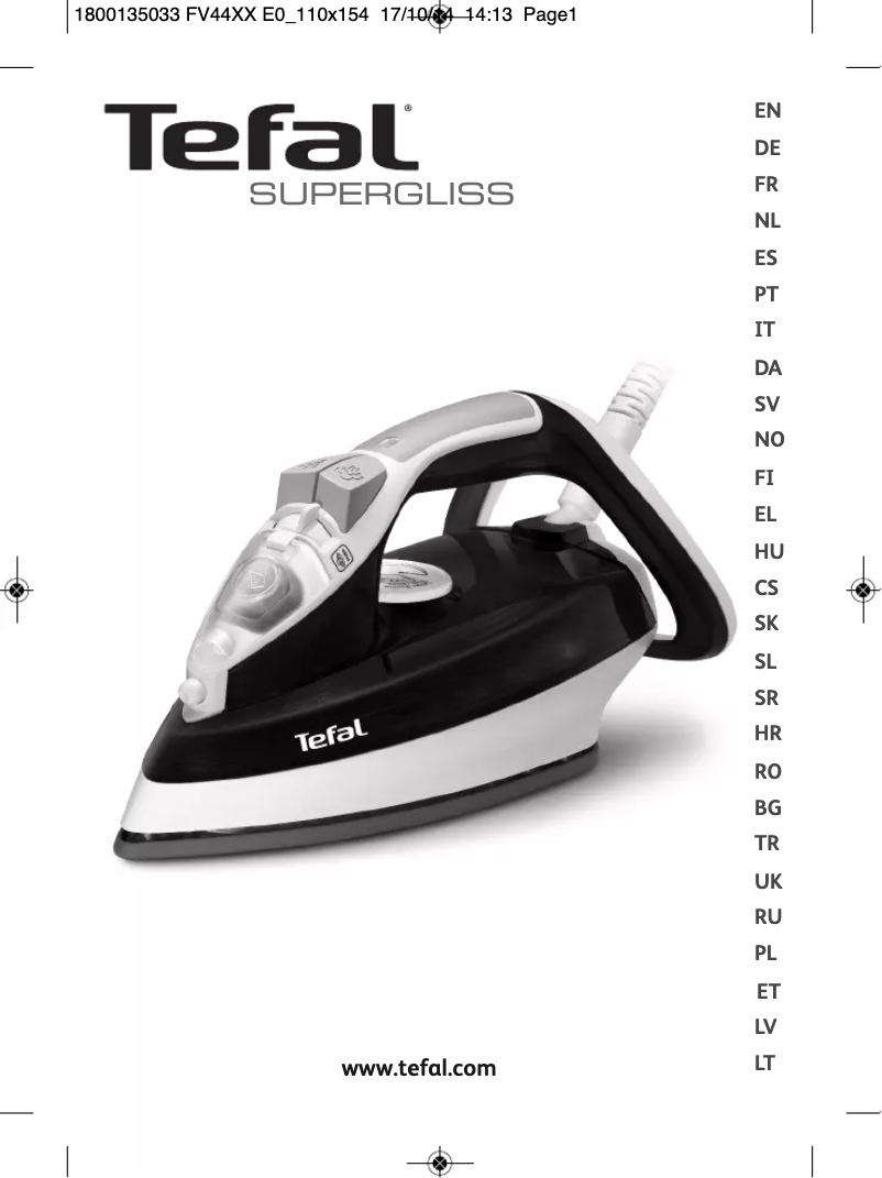Page 1 de la notice Manuel utilisateur Tefal FV4486E0