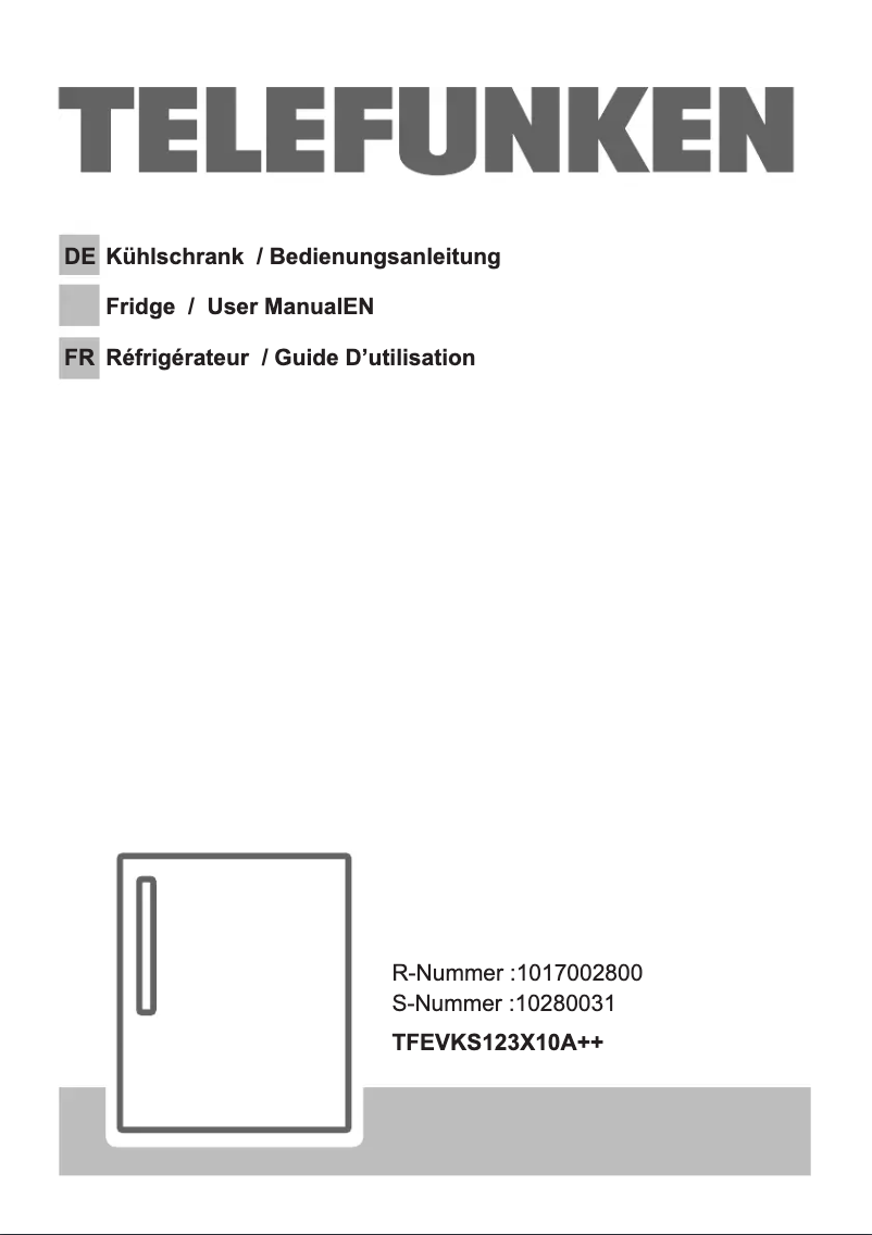 Page 1 de la notice Manuel utilisateur Telefunken TFEVKS123X10A++