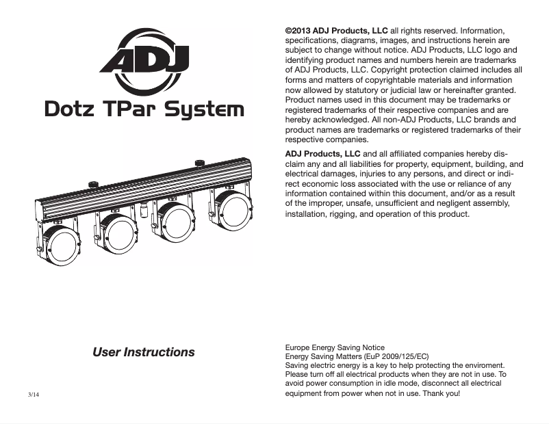 Página 1 del manual Manual de usuario American DJ Dotz TPar System