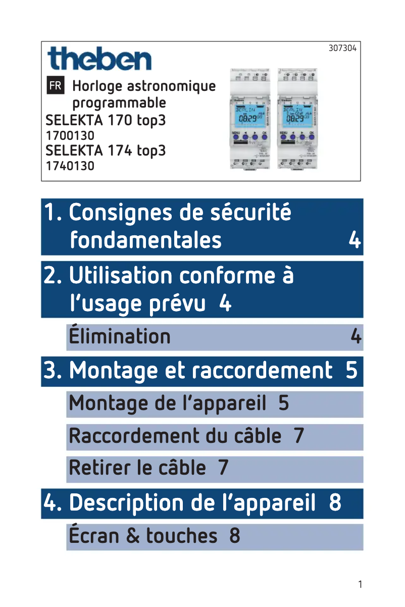 Page 1 de la notice Manuel utilisateur Theben Selekta 170 top3