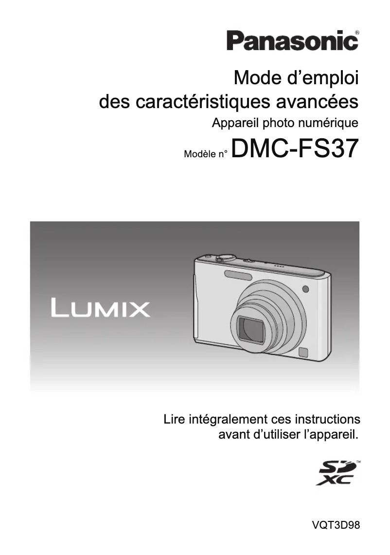 Page 1 de la notice Manuel utilisateur Panasonic Lumix DMC-FS37