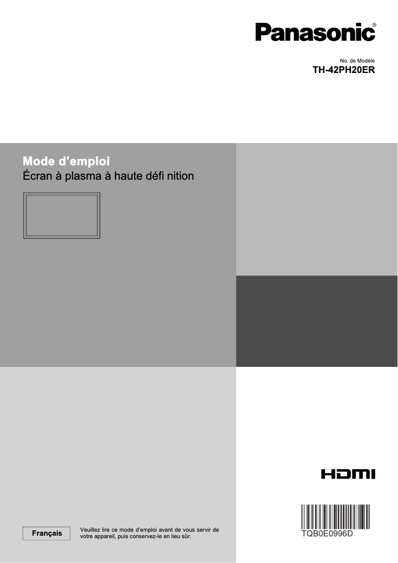 Página 1 del manual Manual de usuario Panasonic TH-42PH20ER