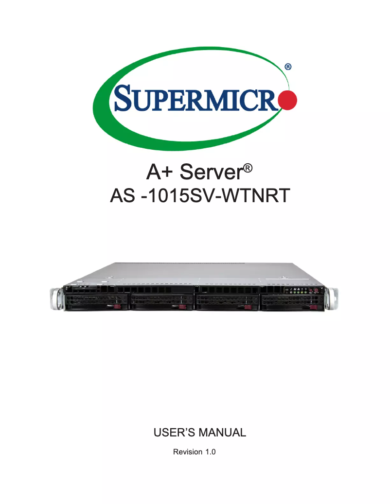 Page 1 de la notice Manuel utilisateur Supermicro SuperServer AS-1015SV-WTNRT