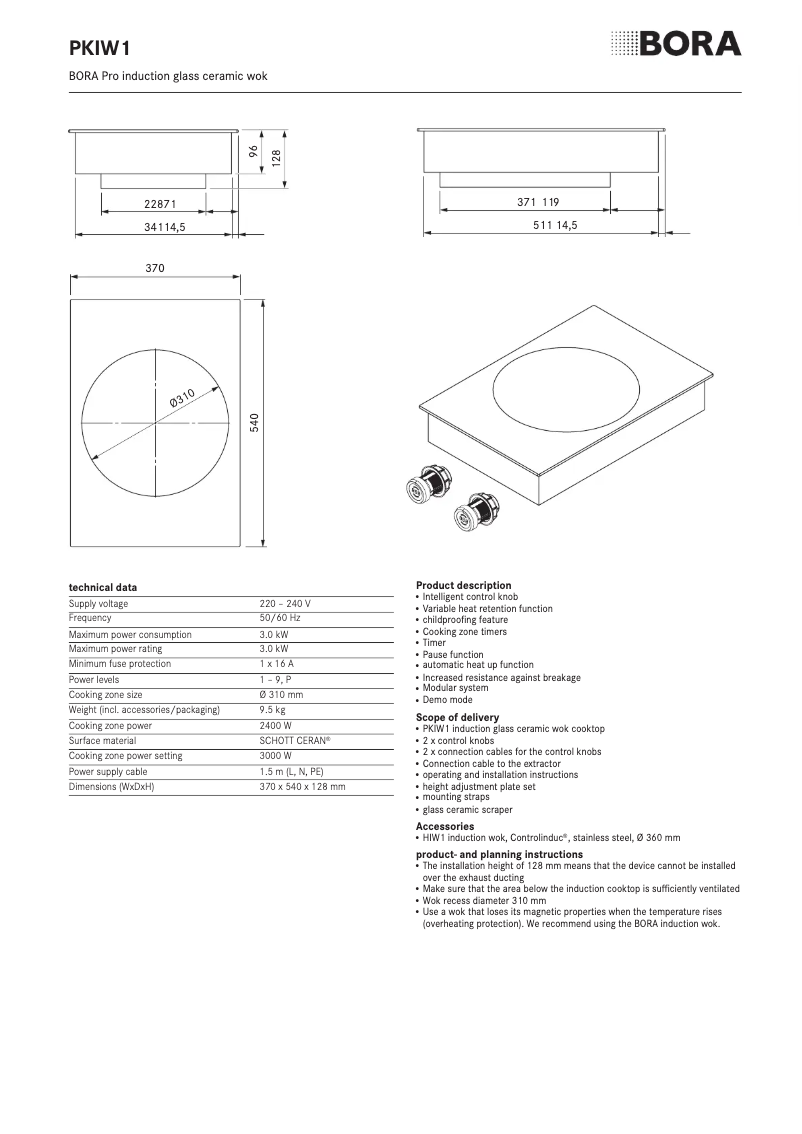 Page n°1 - Fiche technique BORA PKIW1