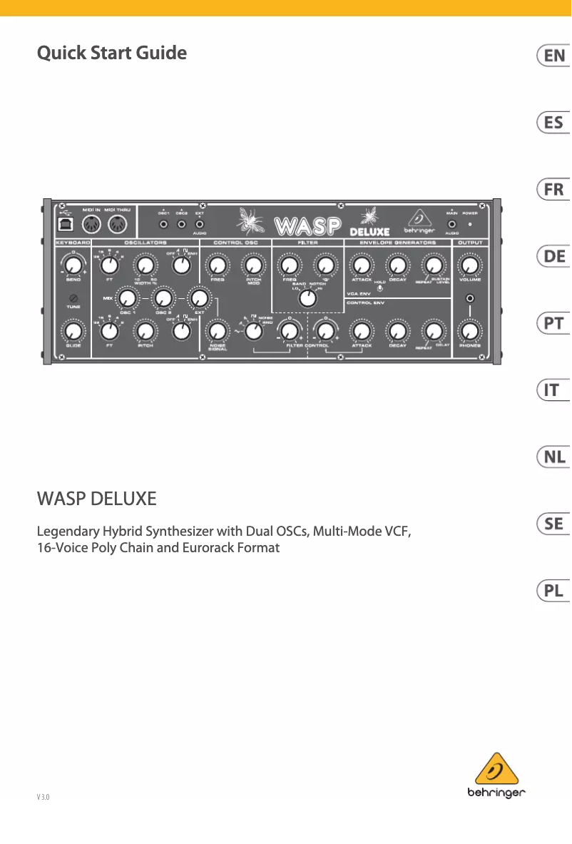 Page 1 de la notice Manuel utilisateur Behringer Wasp Deluxe