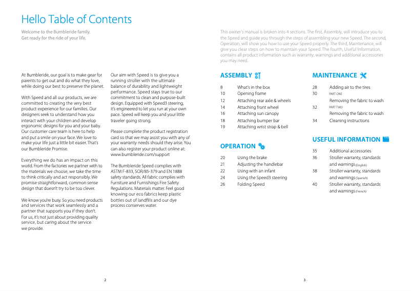 Page 1 de la notice Manuel utilisateur Bumbleride Speed (2017)