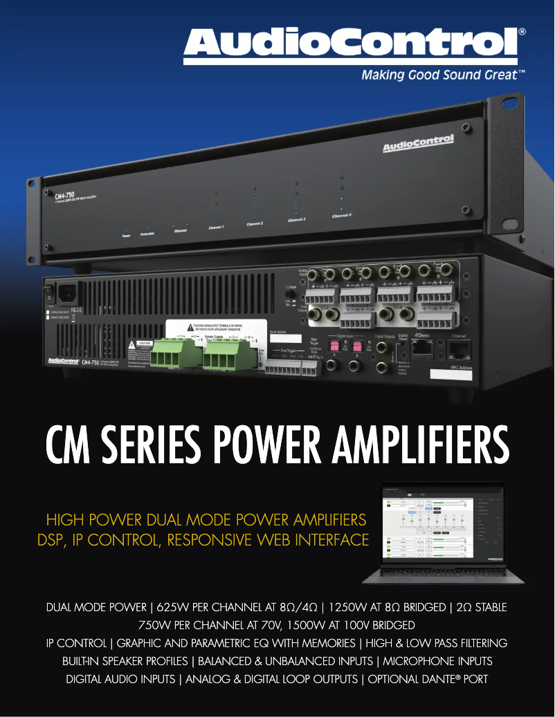 Page 1 de la notice Fiche technique AudioControl CM4-750D