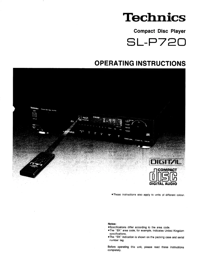 Page 1 of the manual User Manual Technics SL-P720