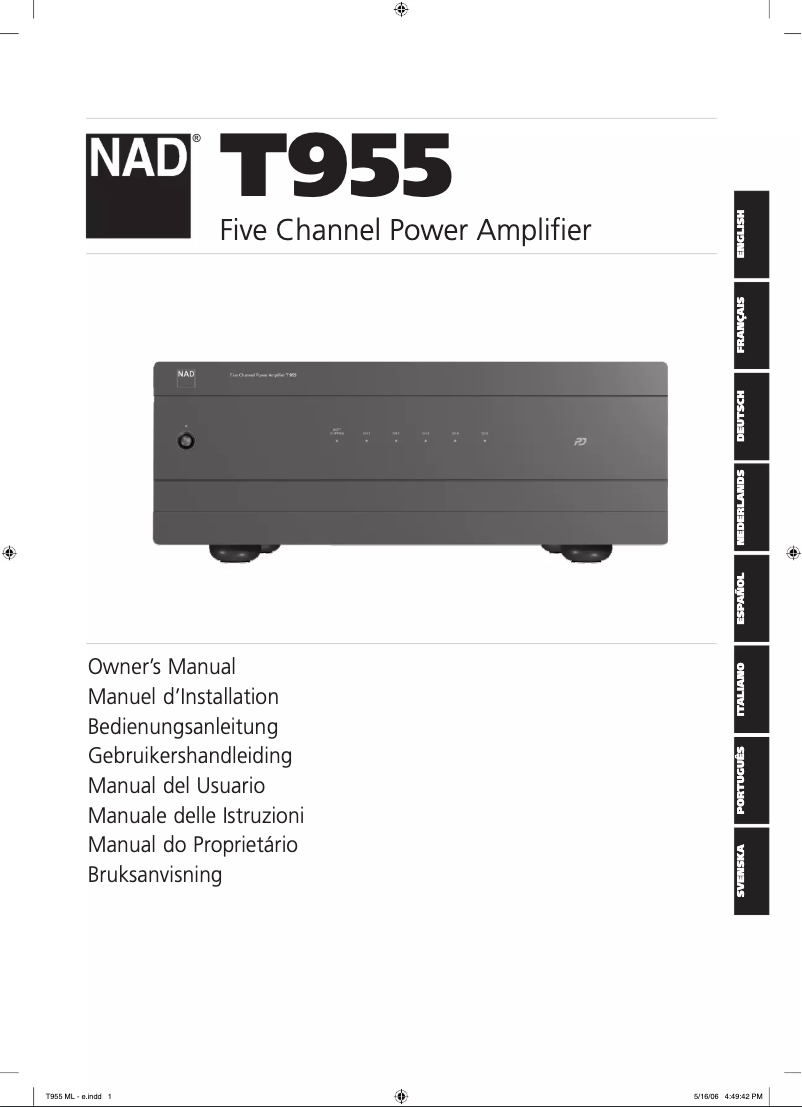 Page n°1 - Manuel utilisateur NAD T955