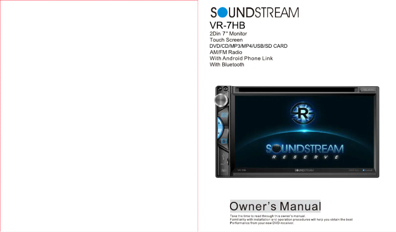 Page 1 de la notice Manuel utilisateur Soundstream Reserve VR-7HB