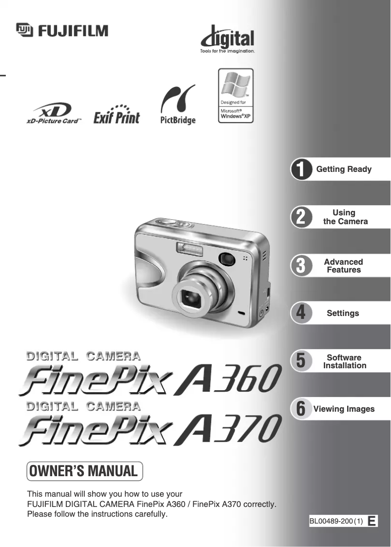 Image de la première page du manuel de l'appareil FinePix A360