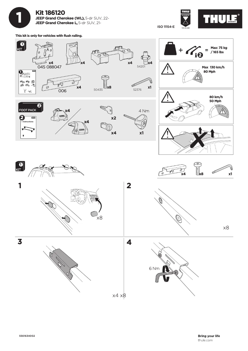 Page 1 de la notice Manuel utilisateur Thule Kit 186120