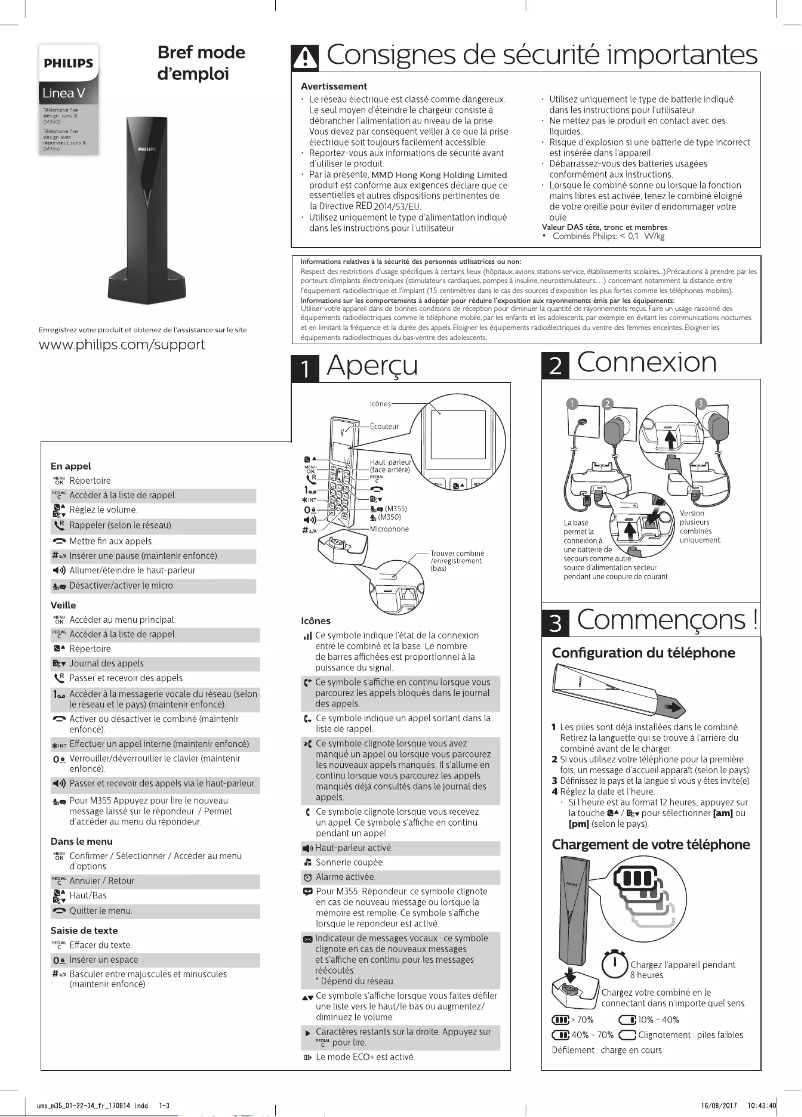 Page 1 of the manual Quick Start Guide Philips M355