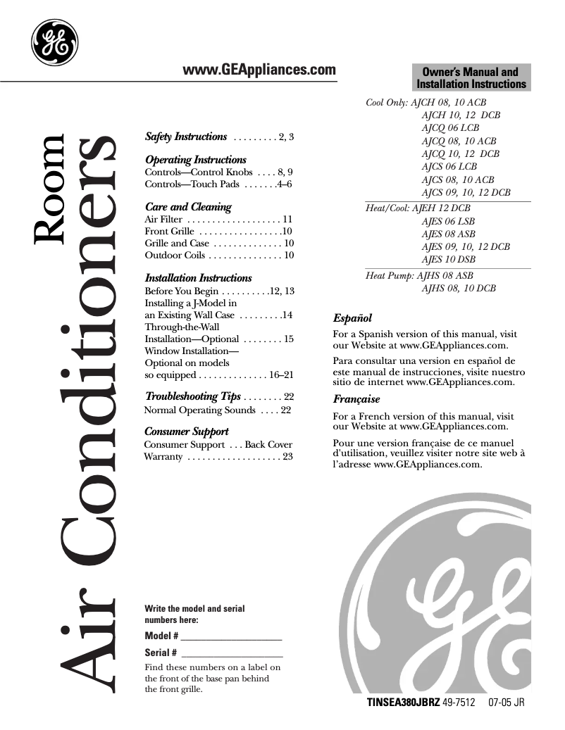 Page n°1 - Mode d'emploi GE AJHS08DCB