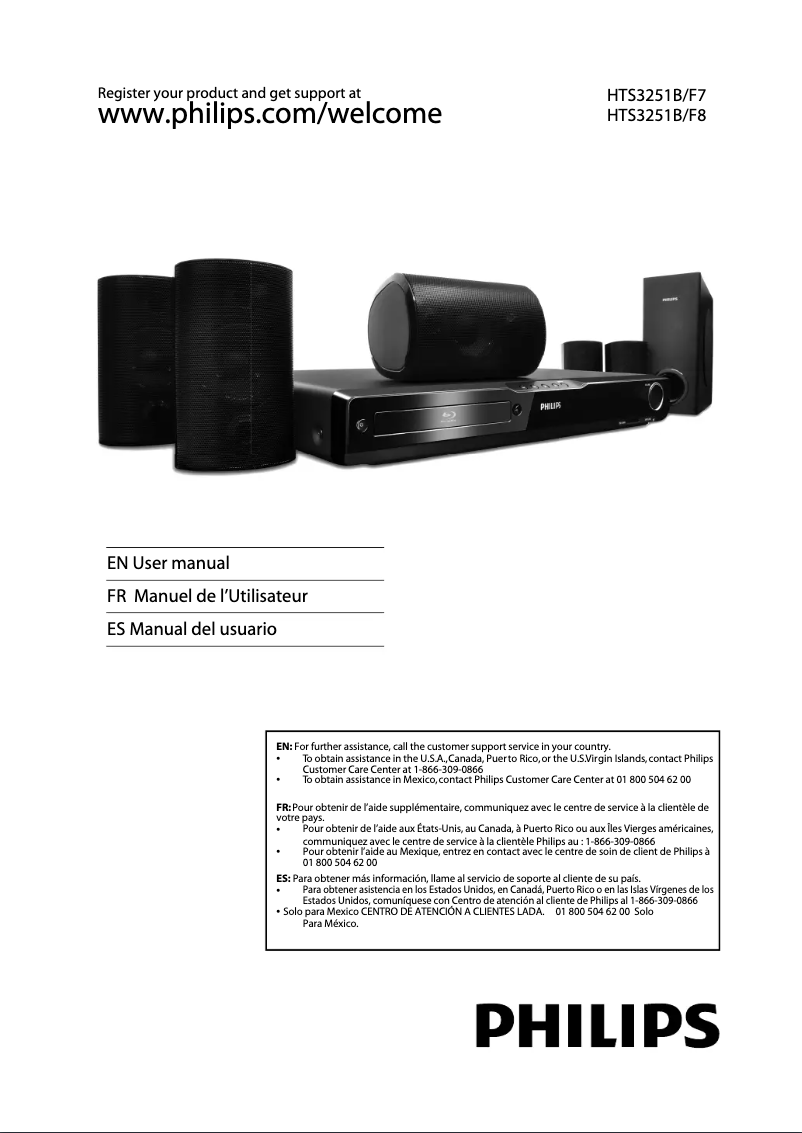 Page 1 de la notice Manuel utilisateur Philips HTS3251B