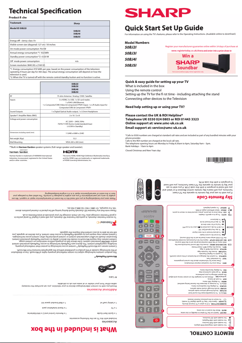 Page 1 de la notice Manuel utilisateur Sharp 50BJ3I