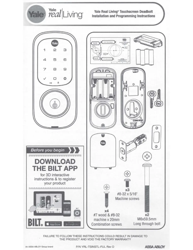 Página 1 del manual Manual de usuario Yale Real Living YRD226